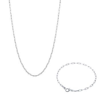 Rectangular Sterling Silver Chain Bracelet Necklace Set, 6 of 6