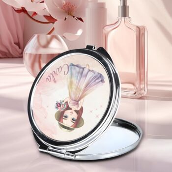 Personalised Compact Mirror With Cartoon Lady And Name, 3 of 7