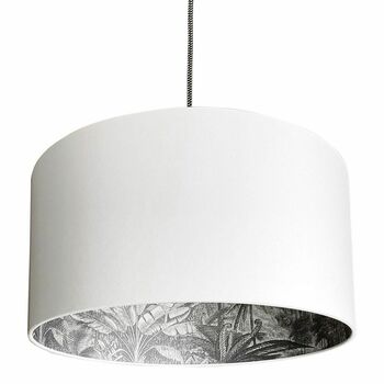 Charcoal Vintage Rainforest Lampshades In Crisp White, 2 of 6