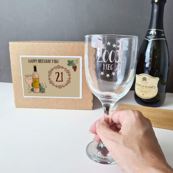 Personalised 21st Birthday Engraved Wine Glass Gift, 2 of 9
