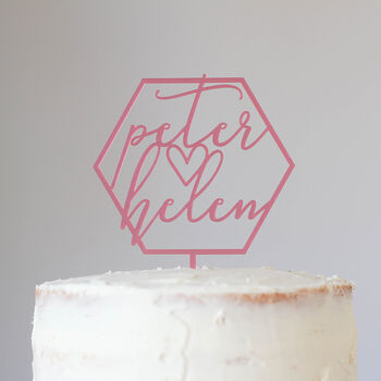 Personalised Simple Geometric Wedding Cake Topper, 4 of 5