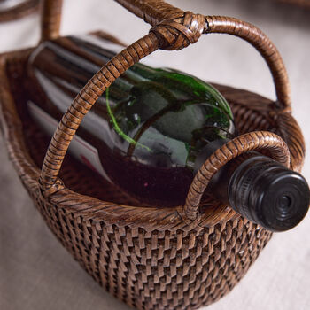 Rattan Bottle Caddy Basket, 2 of 3