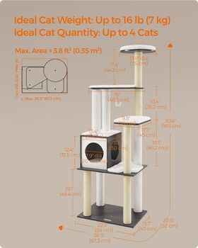 Cat Tree 165cm Modern Cat Condo Removable Cushions, 2 of 7