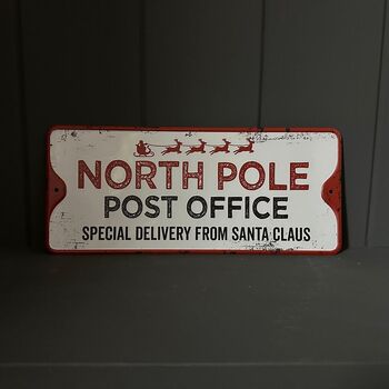 Metal 'North Pole Post Office' Christmas Sign, 2 of 3