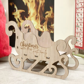 Personalised Wooden Sleigh Decoration, 2 of 4