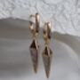 Rose Gold Geometric Cz Pave Spike Drop Earrings Rectangle Hoops, thumbnail 6 of 10