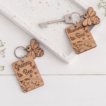 Mummy To Bee Baby Due Date Keyring, 2 of 2
