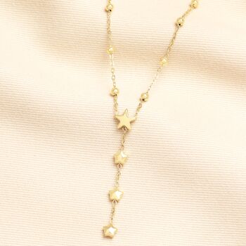 Stainless Steel Star Lariat Pendant Necklace In Gold, 2 of 4