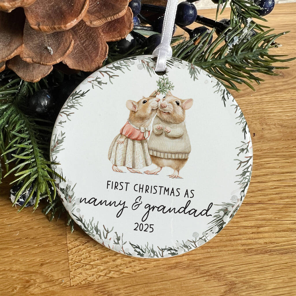 First Xmas Nanny And Grandad Ceramic Ornament Gift, 1 of 7