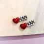 Glossy Gingham Heart Hair Clip Set, thumbnail 1 of 2