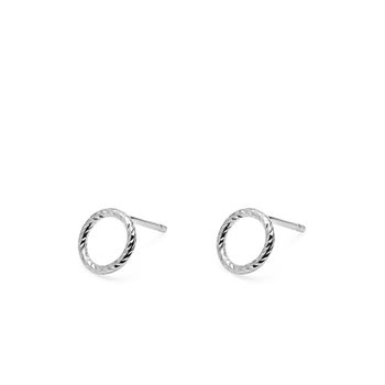 Sterling Silver Faceted Circle Stud Earrings, 2 of 6