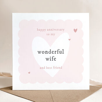 Pink Heart Design Wedding Anniversary Card For Wife, 4 of 4