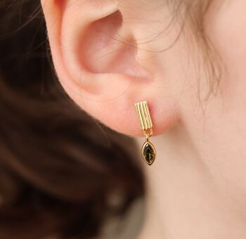 Olive Green Peridot Earrings, 2 of 5