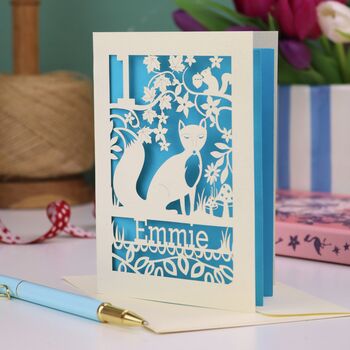 Personalised Papercut Fox Birthday Card, 3 of 10
