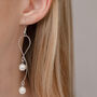 Silver Colour Snake Chain And Pearl Drop Earrings, thumbnail 1 of 4