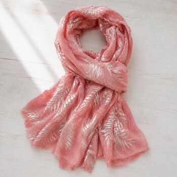 Metallic Silver Branch Scarf, 2 of 6