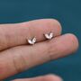 Sterling Silver Cz Marquise Leaf Duo Stud Earrings, thumbnail 5 of 12