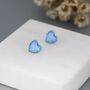 Blue Opal Heart Stud Earrings In Sterling Silver, thumbnail 5 of 7