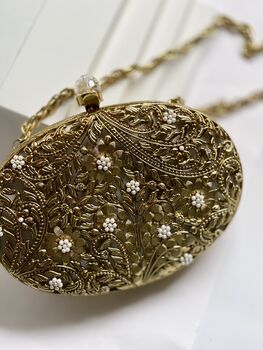 Maeve Gold Oval Brass Clutch, 3 of 6