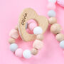 Personalised Baby Teether With Wooden Heart, thumbnail 2 of 4