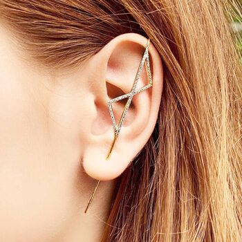 Geometric Rose Gold Plated Silver Gemstone Ear Cuff, 3 of 6