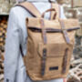 Vintage Style Leather And Canvas Backpack, thumbnail 2 of 12