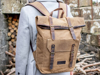 Vintage Style Leather And Canvas Backpack, 2 of 12