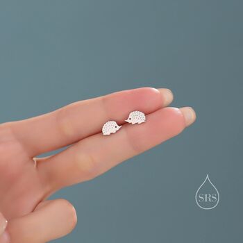 Hedgehog Stud Earrings In Sterling Silver, 7 of 12