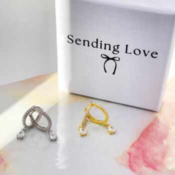 Teardrop Crystal Hoop Earrings Gold Silver Gift For Her, 4 of 8