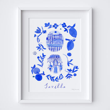 Scenes Of Seville, Spain Blue Tile Inspired Travel Print, 11 of 12