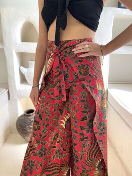 Red Batik Wrap Around Trousers, 3 of 4