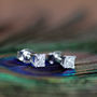 Bardot 18 Carat Princess Cut Diamond Earrings, thumbnail 1 of 6