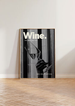 Retro Black And White Wine Kitchen Wall Print, 4 of 4