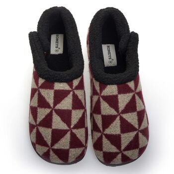 Ronnie Burgundy Geometric Pattern Mens Slippers Indoor/Garden Shoes, 9 of 10