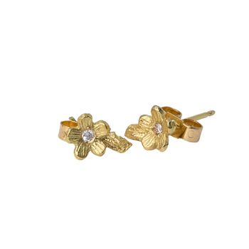 Diamond Cherry Blossom Stud Earrings, 18ct Gold, 6 of 6