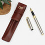 Personalised Patch Antiqued Leather Pen Holder And Pen, thumbnail 1 of 2