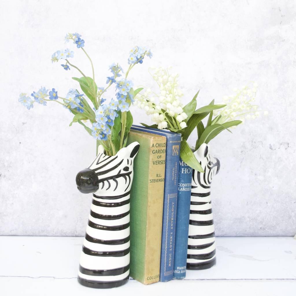 Zebra Vase With Faux Flower Bouquet By Abigail Bryans Designs