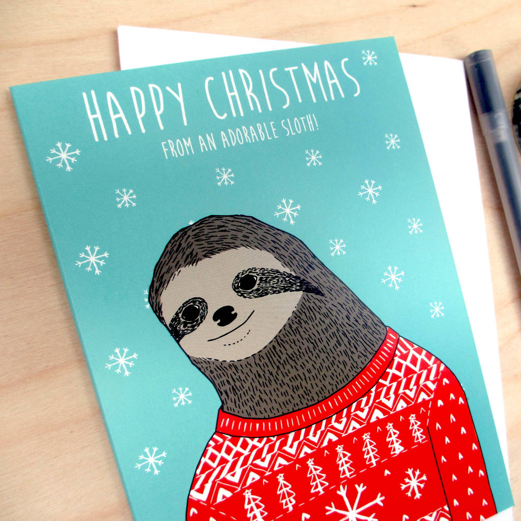 Sloth Christmas Card 