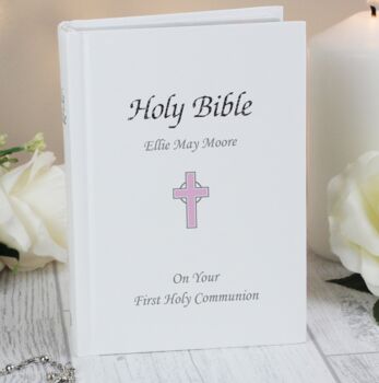 Personalised Silver Leaf Cross Bible, 6 of 6