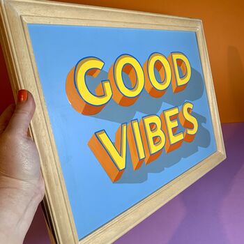 'Good Vibes' Typography Wall Art Sign, 6 of 9