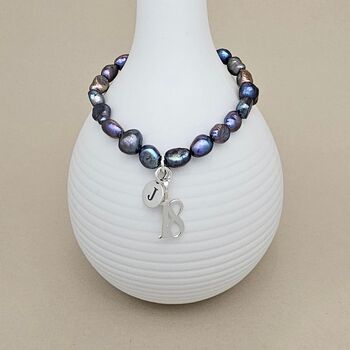 Personalised Black Pearl Birthday Charm Bracelet, 3 of 7