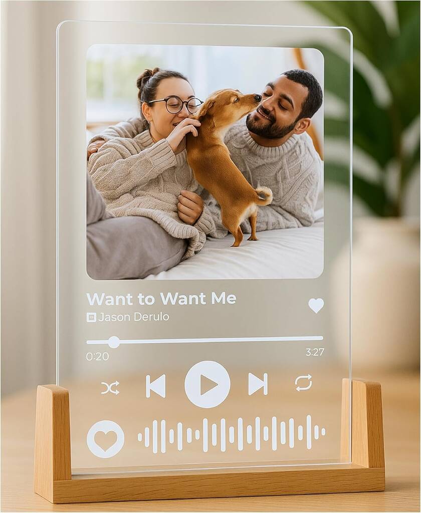 Personalised A5 Acrylic Music Song Plaque With Photo Powered By Usb, 1 of 10