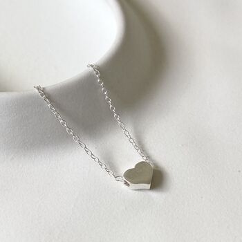 Delicate Sterling Silver Heart Necklace, 2 of 3