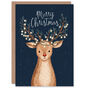 Rudolph Red Nosed Reindeer With Fairy Lights Christmas Card, thumbnail 1 of 4