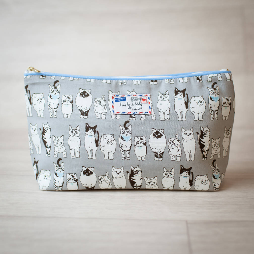 Cat Lovers Cats Gift Makeup Toiletry Wash Bag By Lovely Jubbly Designs