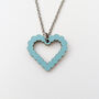 Bubble Heart Wooden Necklace Blue Sustainable Eco Gift, thumbnail 1 of 8