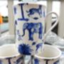 Set Of Six Straight Mugs In Blue Safari Design, thumbnail 6 of 12