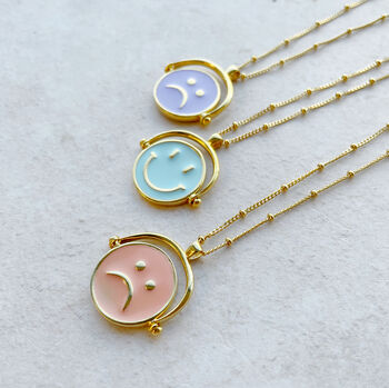 Smiley Face Enamel Spinner Necklace, 4 of 12