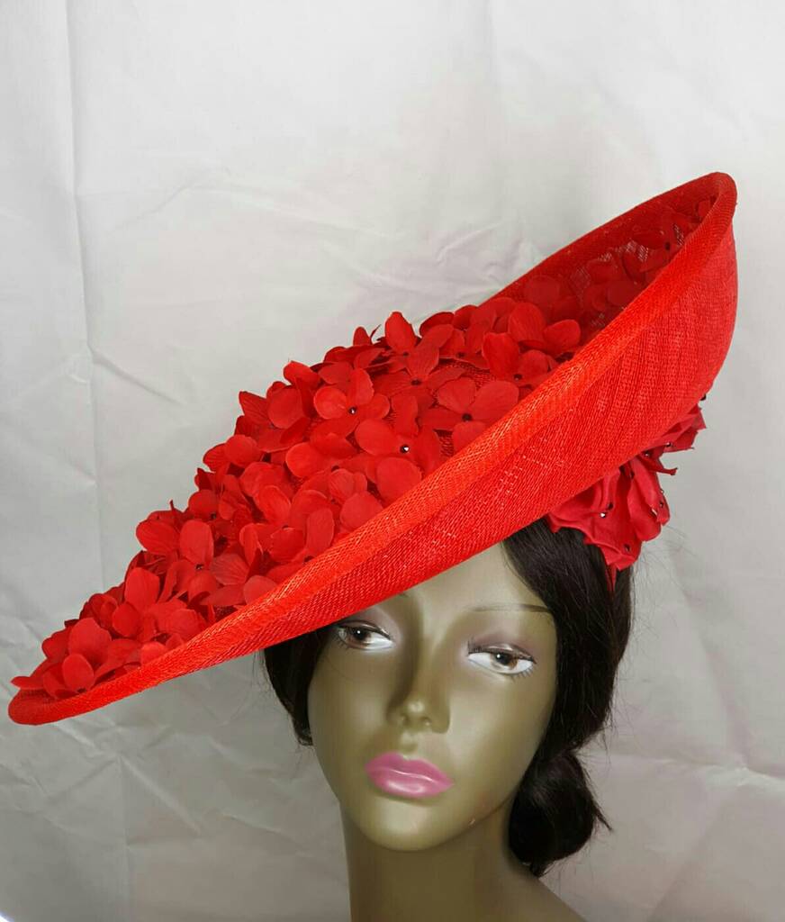 Red Petal And Swarovski Element Hat, 1 of 3