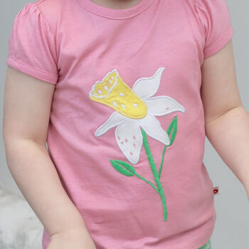 Girls Daffodil Applique T Shirt, 2 of 4